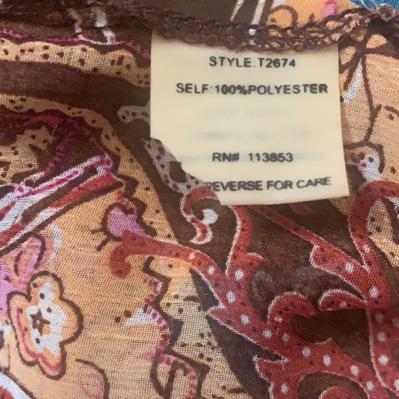 Y2K ANTHROPOLOGIE SUGAR LIPS SHEER PAISLEY BLOUSE TOP BLOUSE BELL SLEEVES BOHO - Picture 8 of 13